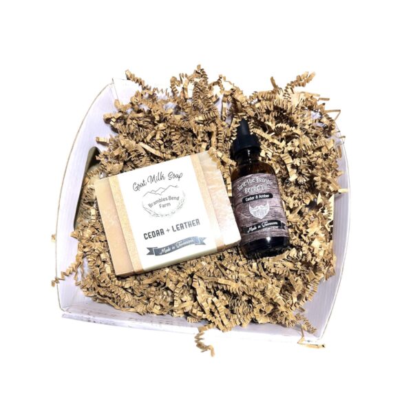 beard oil and goat milk soap gift box