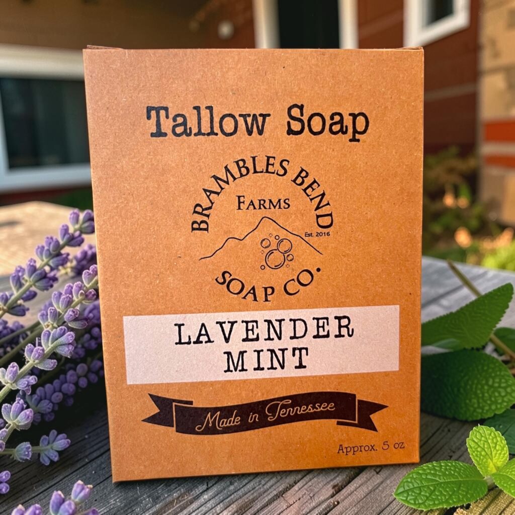 Lavender Mint Tallow Soap with lavender peppermint and spearmint essential oils