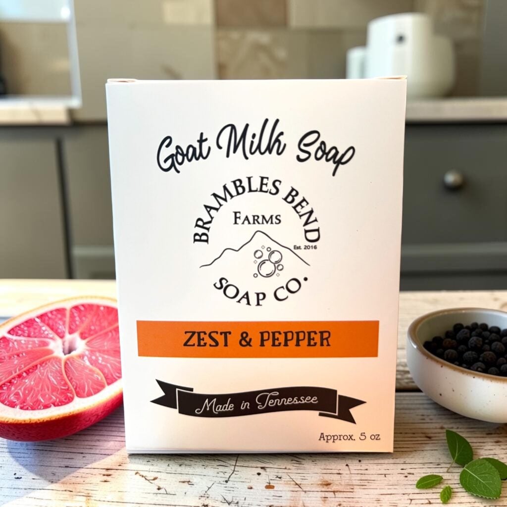 Zest and Pepper goat milk soap with bergamot grapefruit and black pepper essential oils