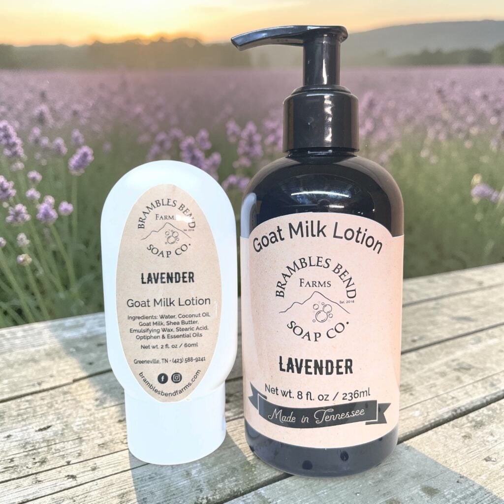Lavender Goat Milk Lotion – 2 oz and 8 oz bottles