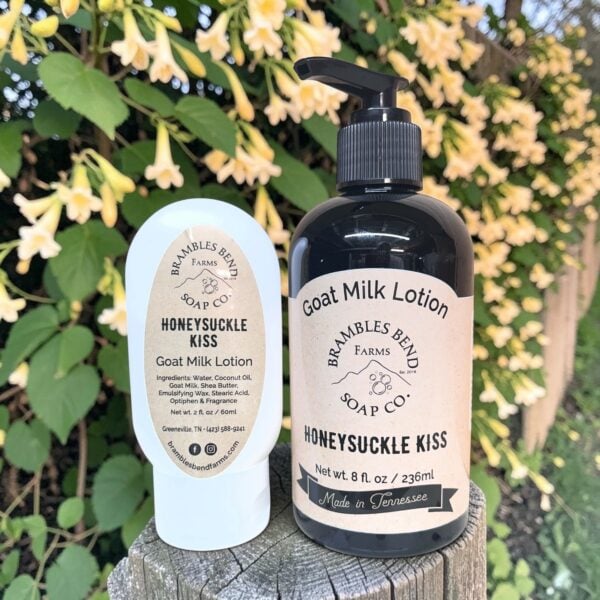 Honeysuckle Kiss Goat Milk Lotion – 2 oz and 8 oz bottles